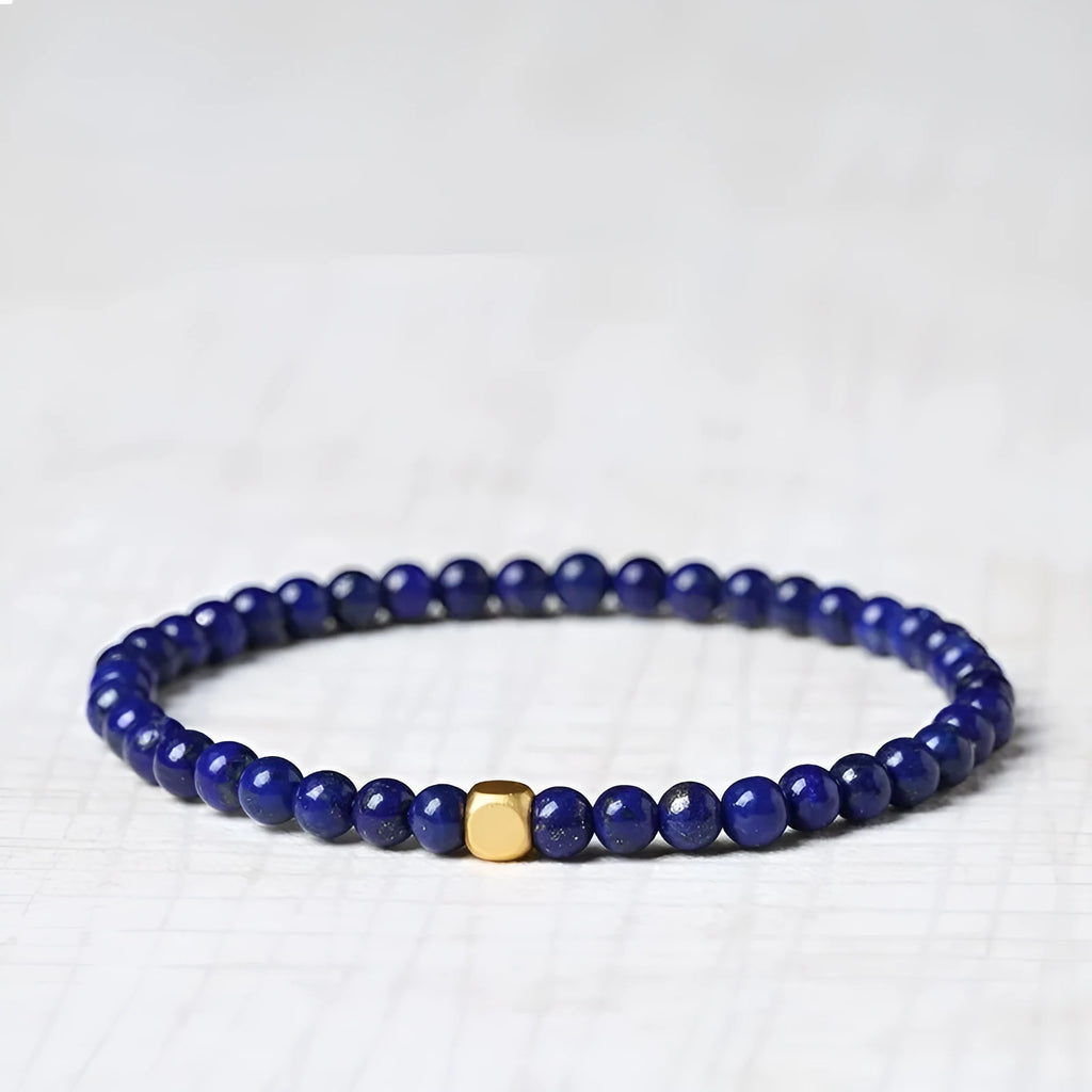 Geometric green gold stone natural crystal bracelet with a 16mm bead.