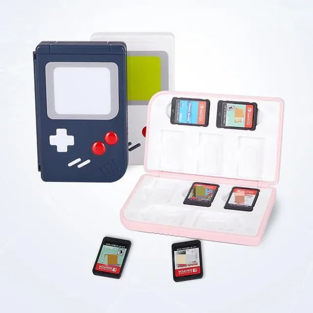 Nintendo Switch game card storage case in blue colour showing compact design for pocket carrying