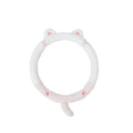 Plush thermal car steering wheel cover with embroidered cartoon panda design, shown fitted on a 38cm wheel.