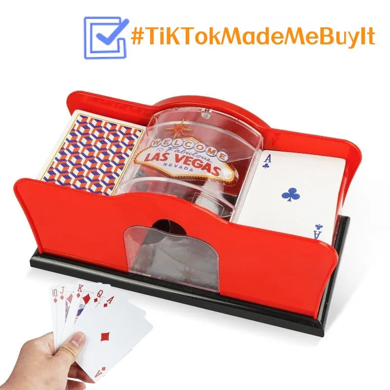Manual card shuffler machine with hand crank for poker and casino games