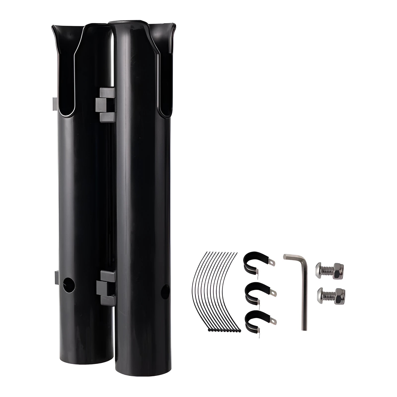 Carbon fishing rod rack mounted on bicycle frame with double-layer plastic construction