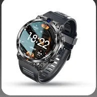 Multi-functional sports smartwatch with dual cameras on the wrist, showing a TFT touch screen display.