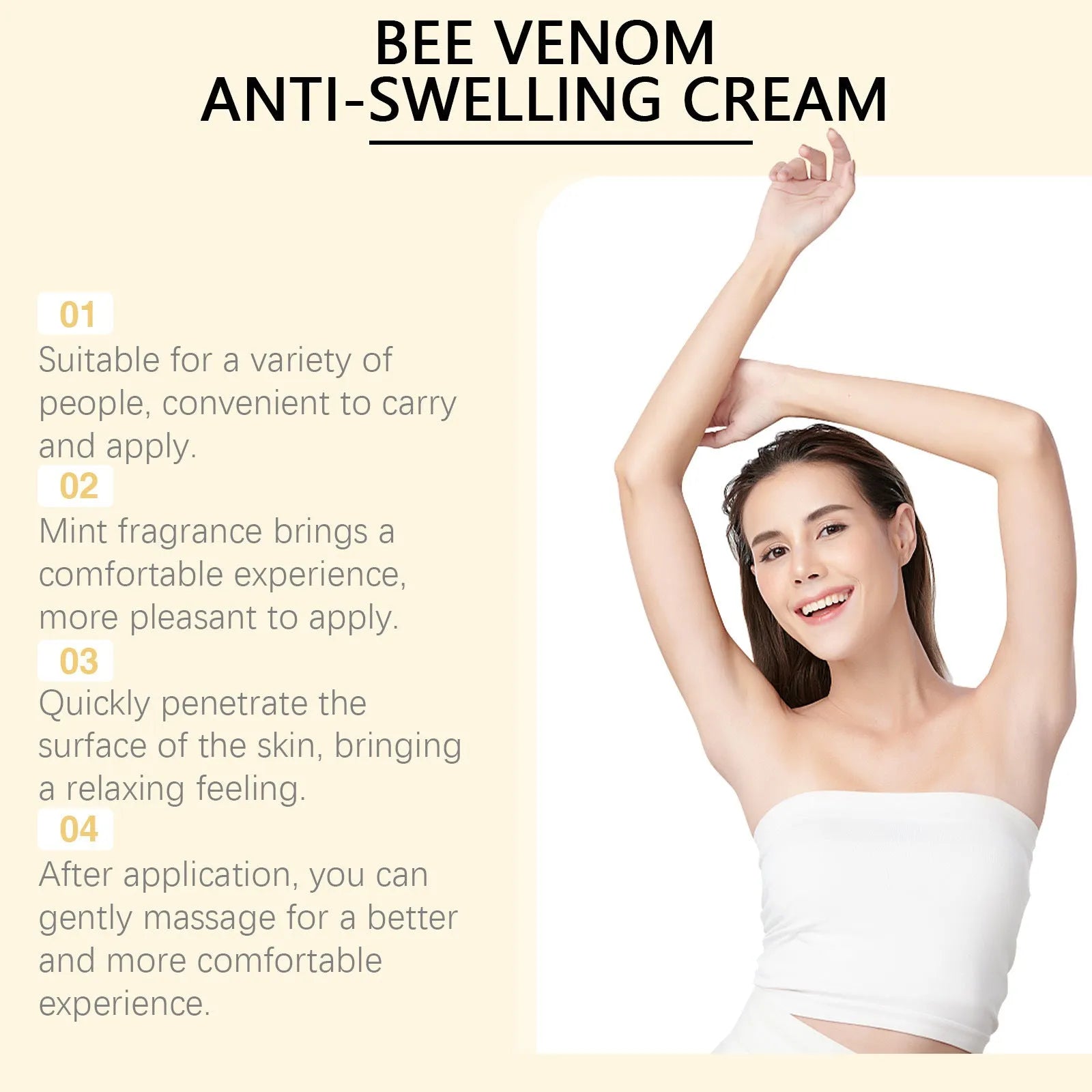 15g skin rejuvenation cream container with botanical extracts including mint leaf and arnica.