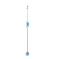 Inflatable ball cat toy with bell stick on a spring, hanging from a door via a suction cup.