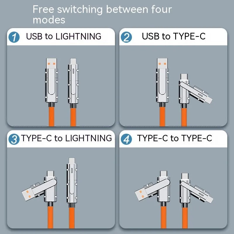 Orange USB to Lightning fast charge cable 1m length with zinc alloy connectors