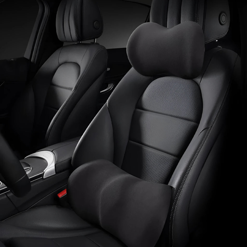 Car seat headrest pillow and lumbar support cushion set in five colour options