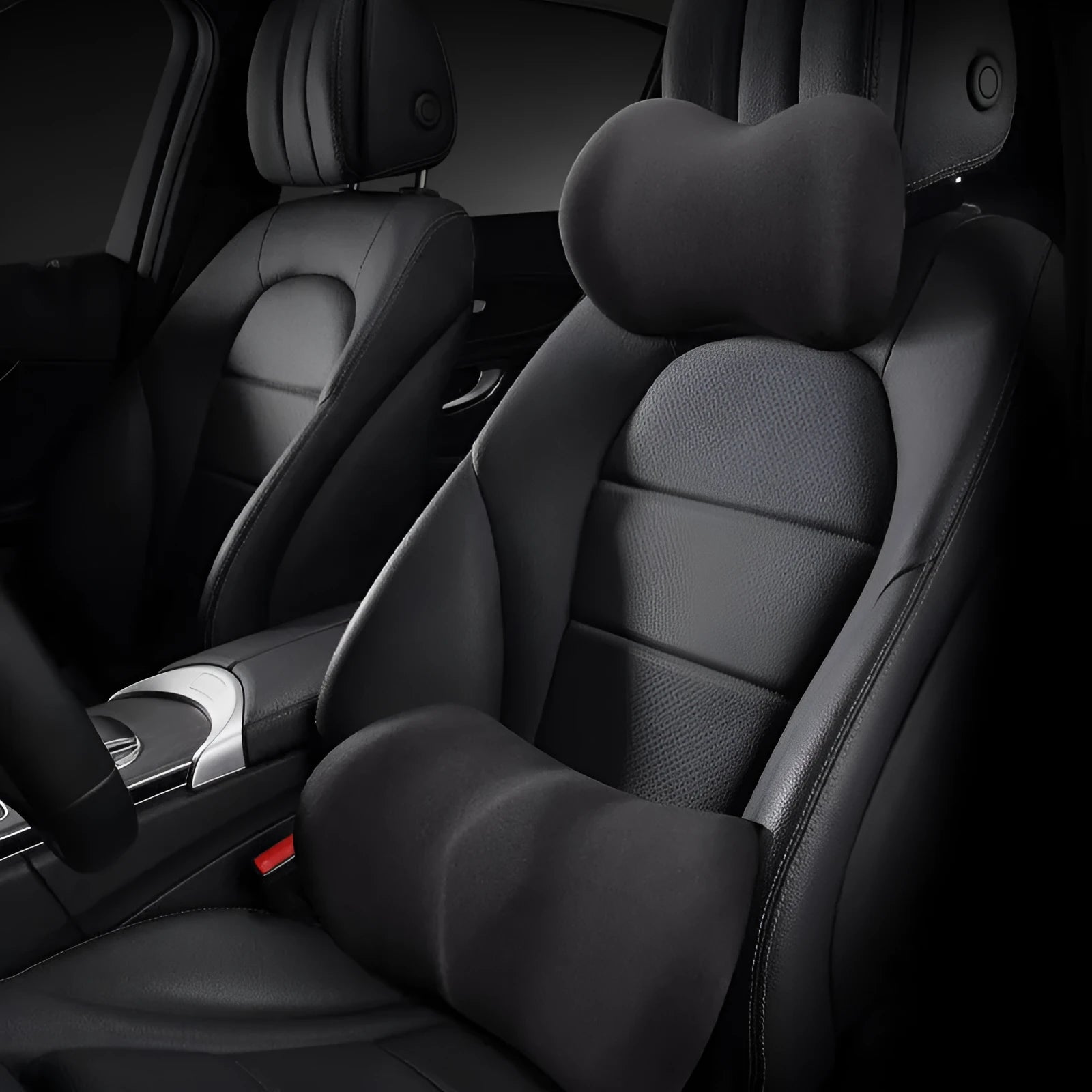 Car seat headrest pillow and lumbar support cushion set in five colour options