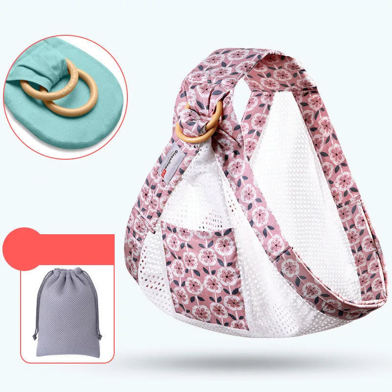 Adjustable baby wrap carrier sling shown in multiple colours, suitable for infants 0-36 months.
