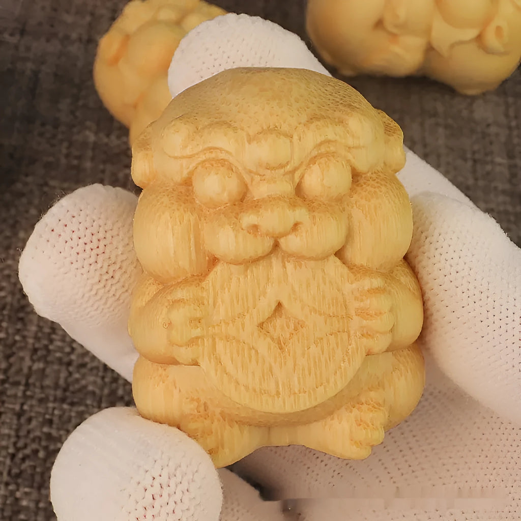 Solid bamboo Take Money symbol carving ornament 4.5cm tall
