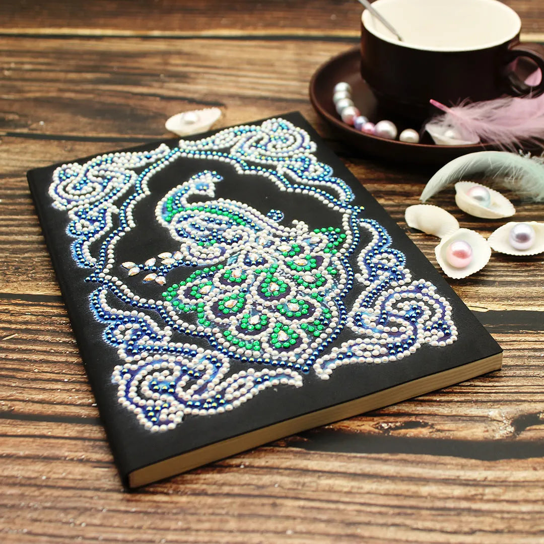 Black A5 hardcover diamond painting journal notebook for storing completed art.