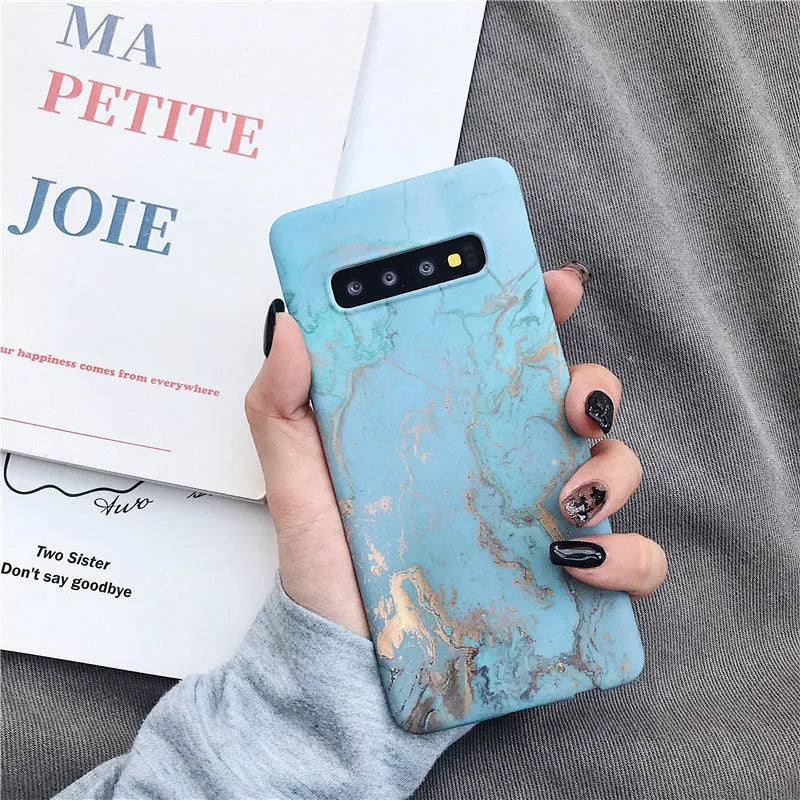 Samsung Galaxy marble phone case with realistic stone pattern on PC back cover