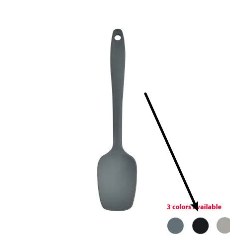 12-piece silicone kitchen utensil set in rotating storage bucket, showing spatula, ladle, and other tools.