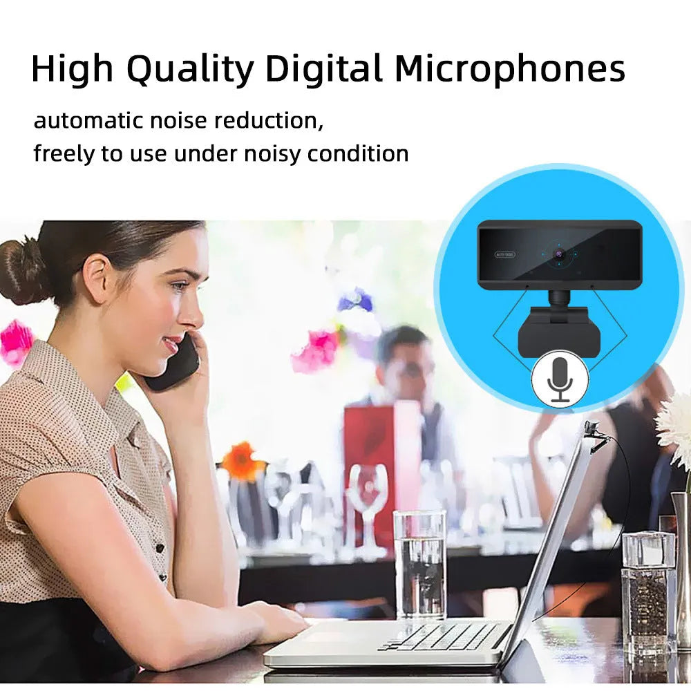 Black computer video camera with 5MP autofocus and 1.7m cable for desktop use