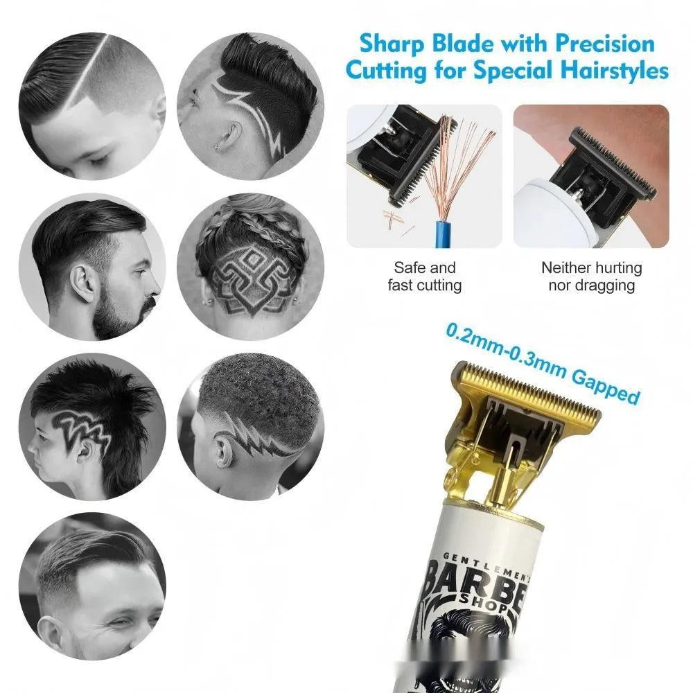 USB rechargeable stainless steel hair clipper with attachments from 4-in-1 grooming kit