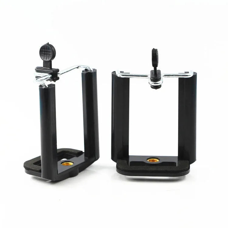 Black plastic U clip mobile phone holder showing universal bracket design