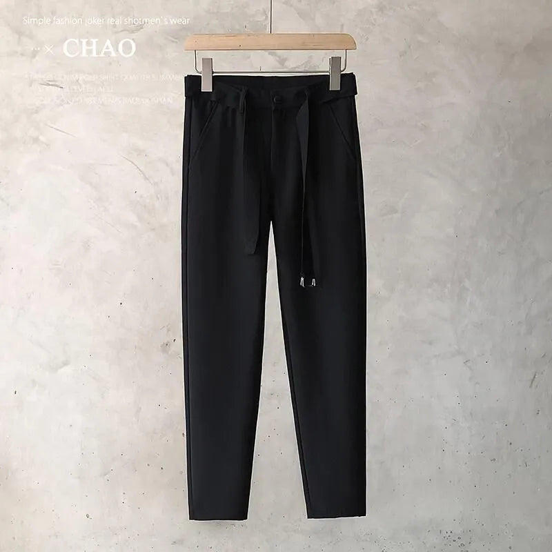 Boys slim straight tapered trousers in wool blend fabric with straight leg opening