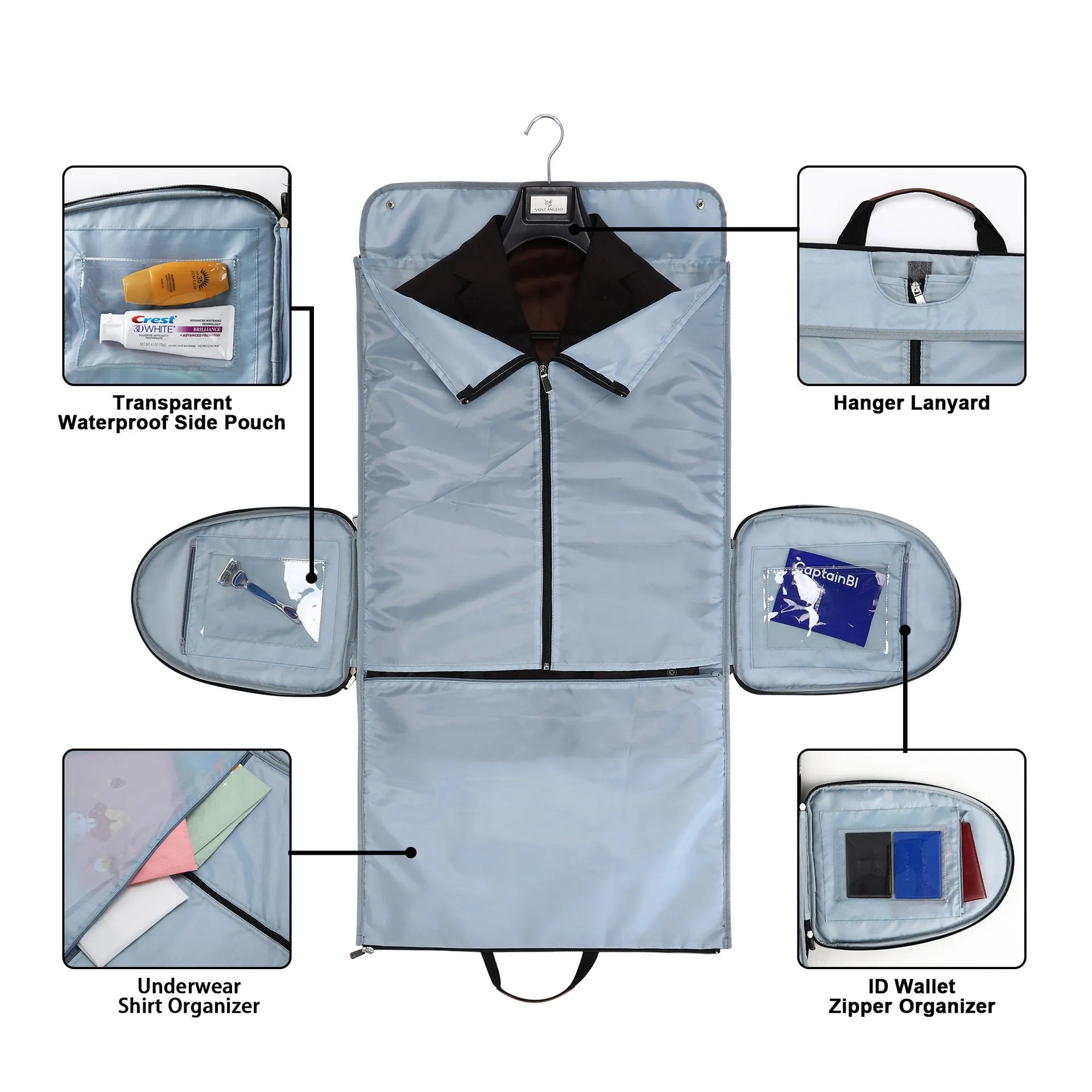 Folding Oxford cloth duffel bag in navy blue with 55L capacity for travel and gym use