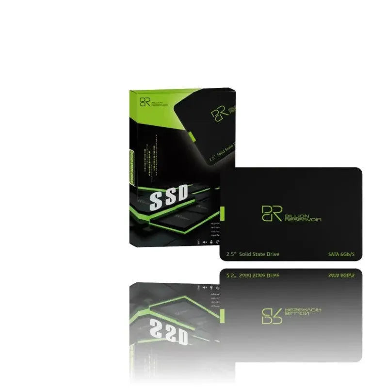 2.5-inch SATA solid state drive with plastic enclosure showing capacity options