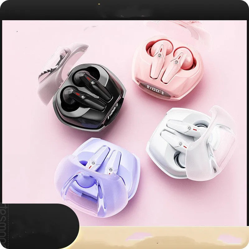 Bluetooth TWS earbuds with power display charging case in black and white colours