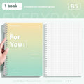 Removable coil notebook with gradient colour cover and wood-free paper pages in A4 and B5 sizes