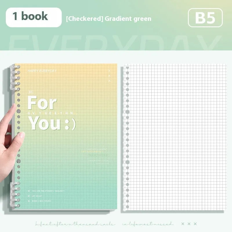 Removable coil notebook with gradient colour cover and wood-free paper pages in A4 and B5 sizes