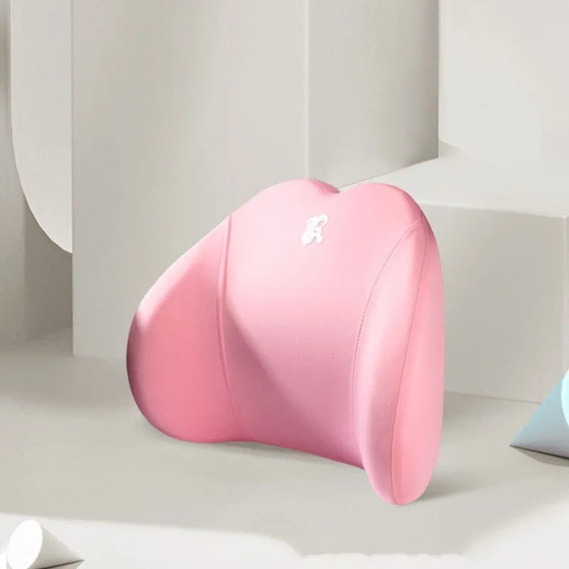 Heart-shaped memory foam car pillow set with headrest and lumbar support in cotton