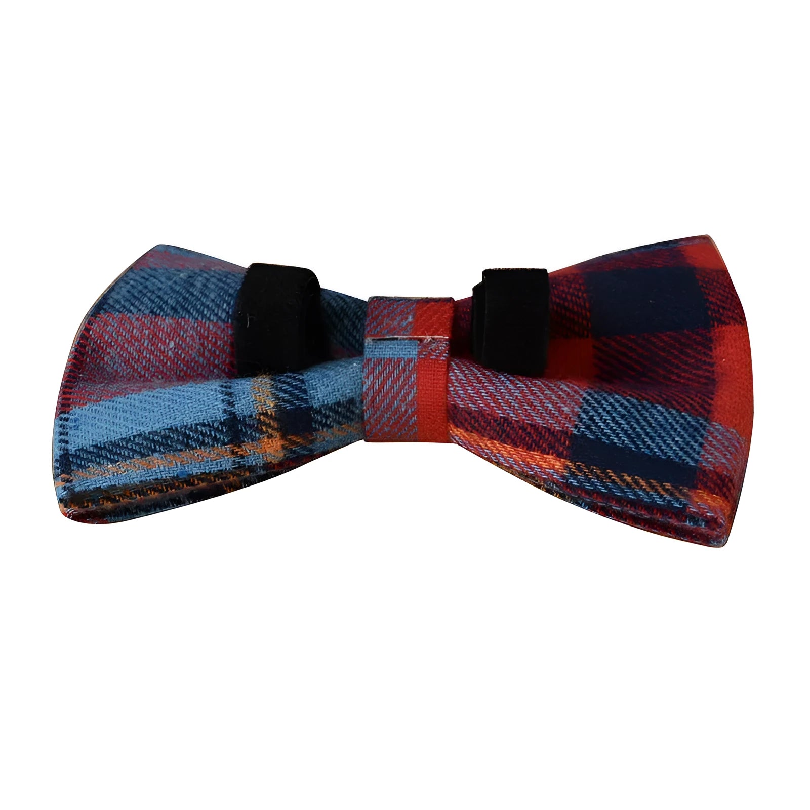 Blue velvet plaid dog collar with alloy metal buckle shown in multiple size options