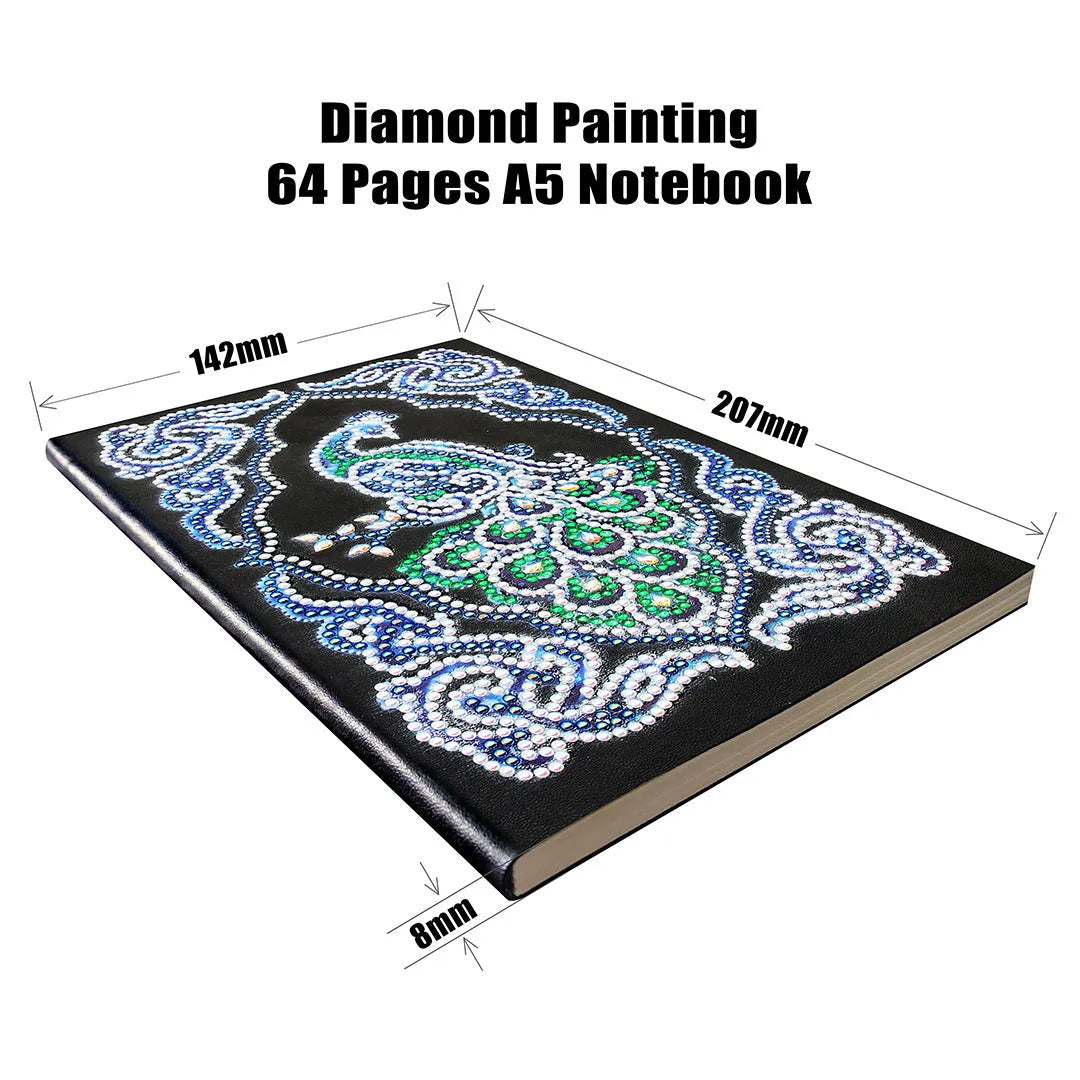 Black A5 hardcover diamond painting journal notebook for storing completed art.