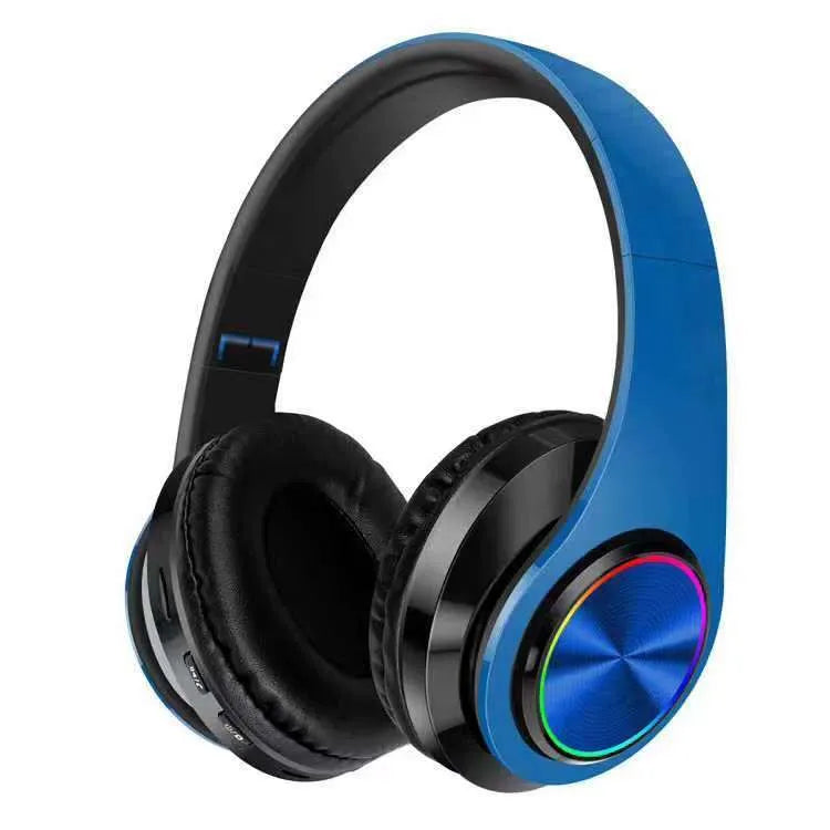 Wireless Bluetooth gaming headset with LED lights in black, red, white, or black and red colour options