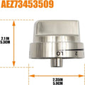Silver metal oven stove control knob replacement part, 5.3 cm diameter