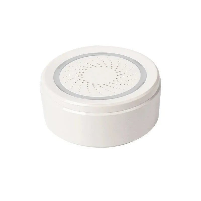 Wireless smart sound and light alarm with WiFi for home security, featuring anti-dismantling design and APP control