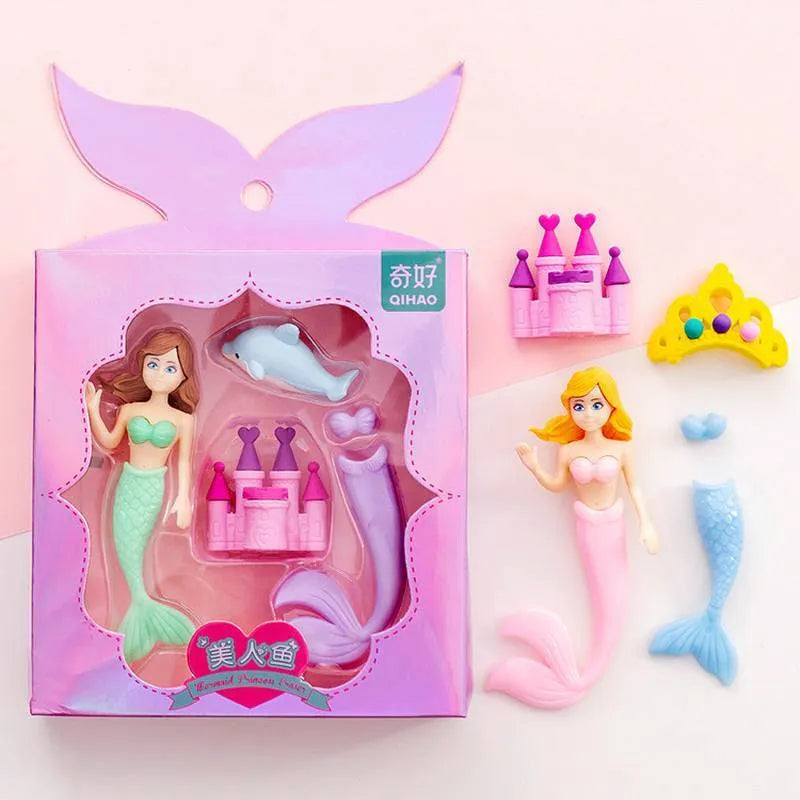 Flower Fairy eraser suit box containing 12 character-themed TPR rubber erasers for stationery modification