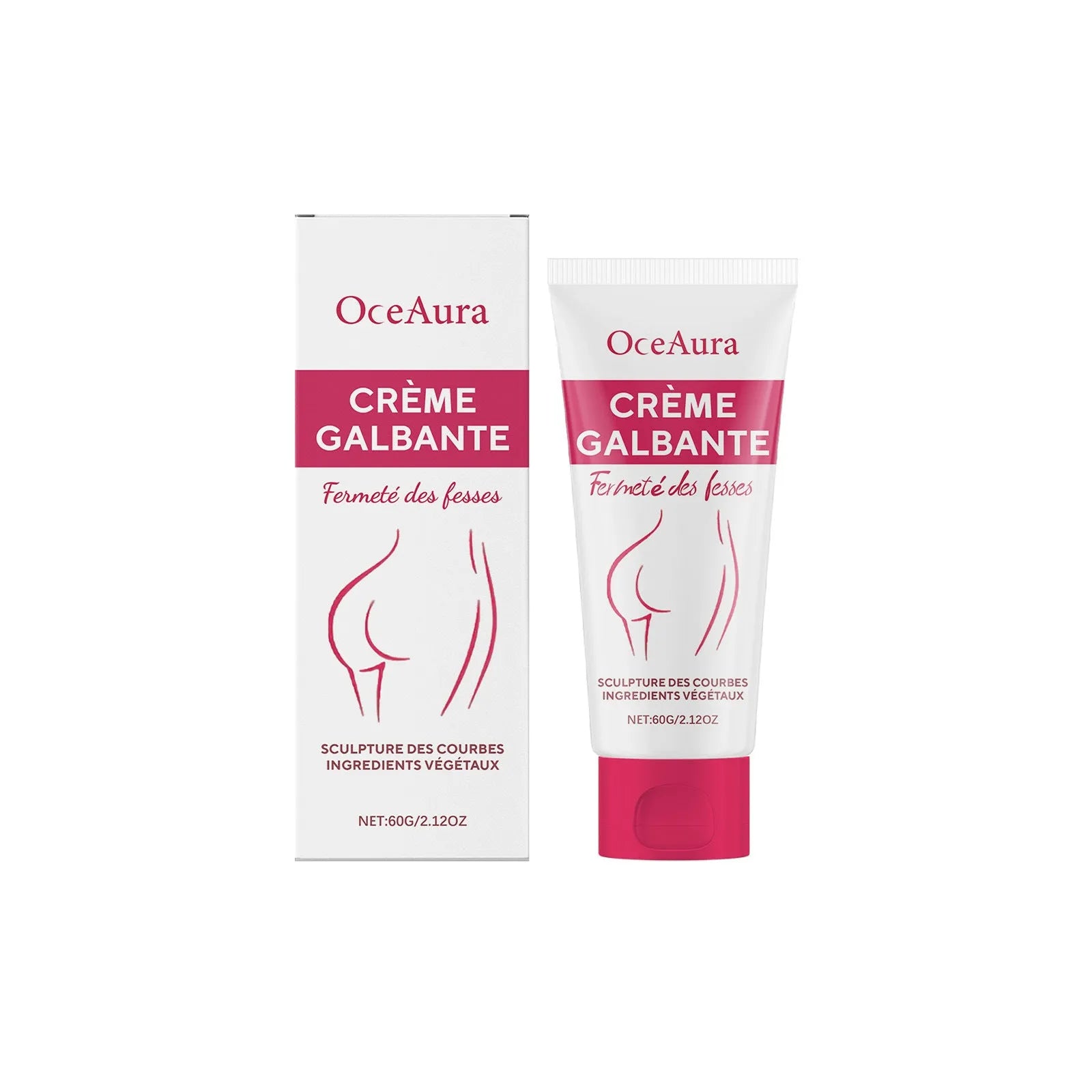 60g hip tightening cream container with botanical extracts including centella and coffee seed