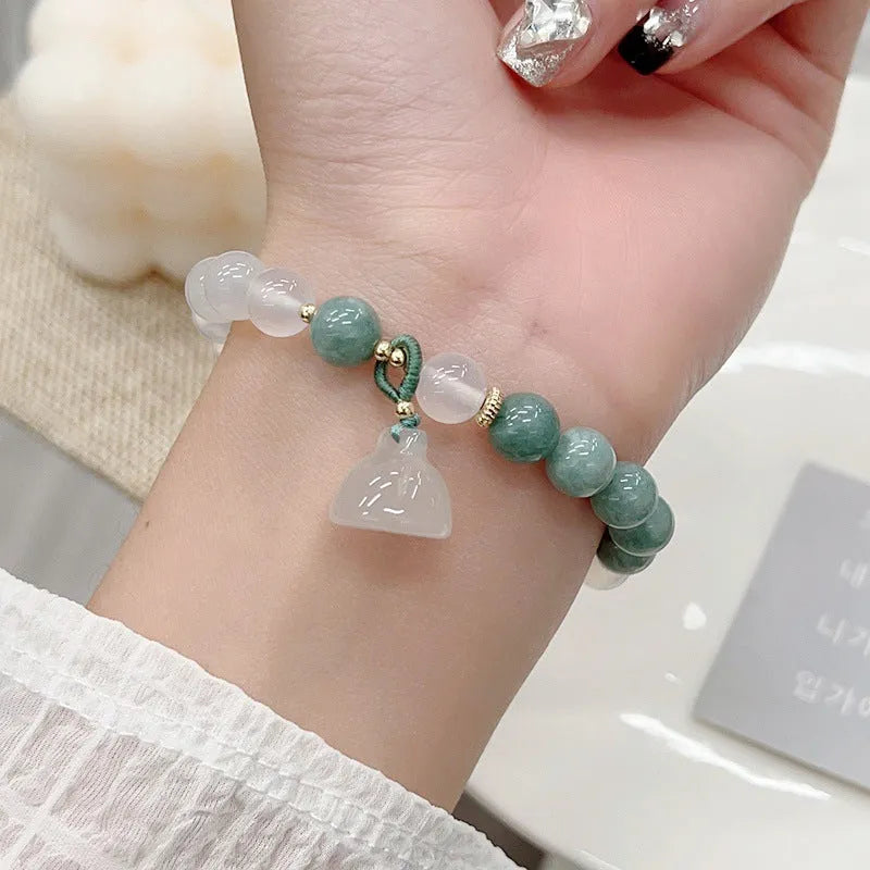 Women's retro Chinese style agate lotus seedpod bracelet with manual craftsmanship