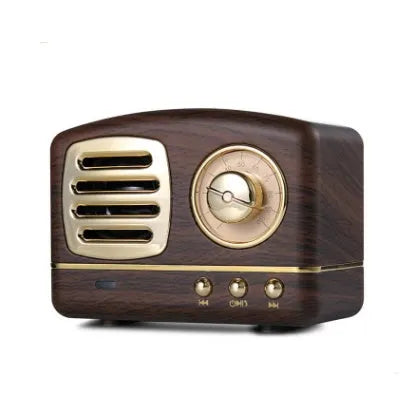 Retro knob wireless Bluetooth speaker with U disk and TF card, ABS plastic housing, compact 97x50x73mm size