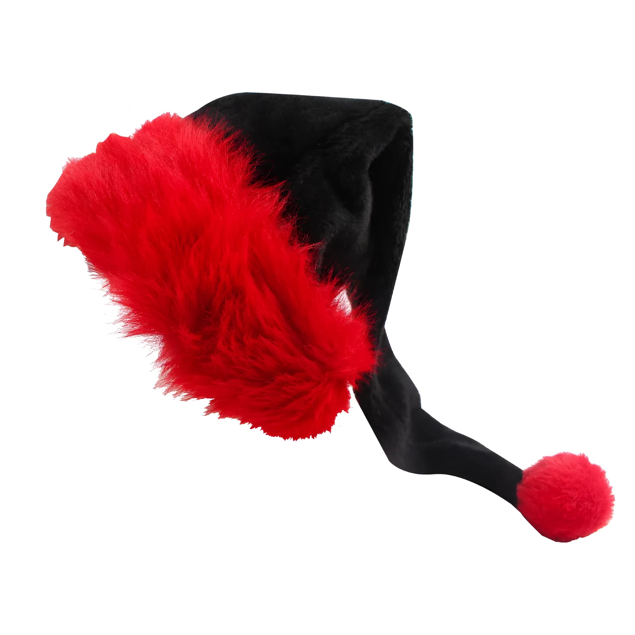 Large adult plush Christmas hat in European style with red and black or white and black colour options