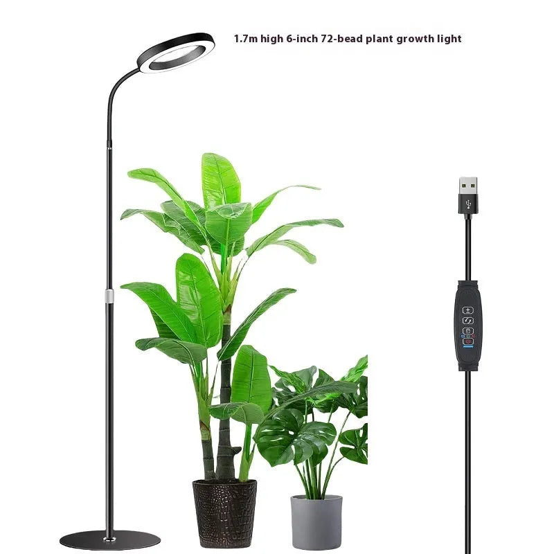 6-inch Angel Ring retractable floor plant grow light with aluminium alloy stand and circular LED light panel