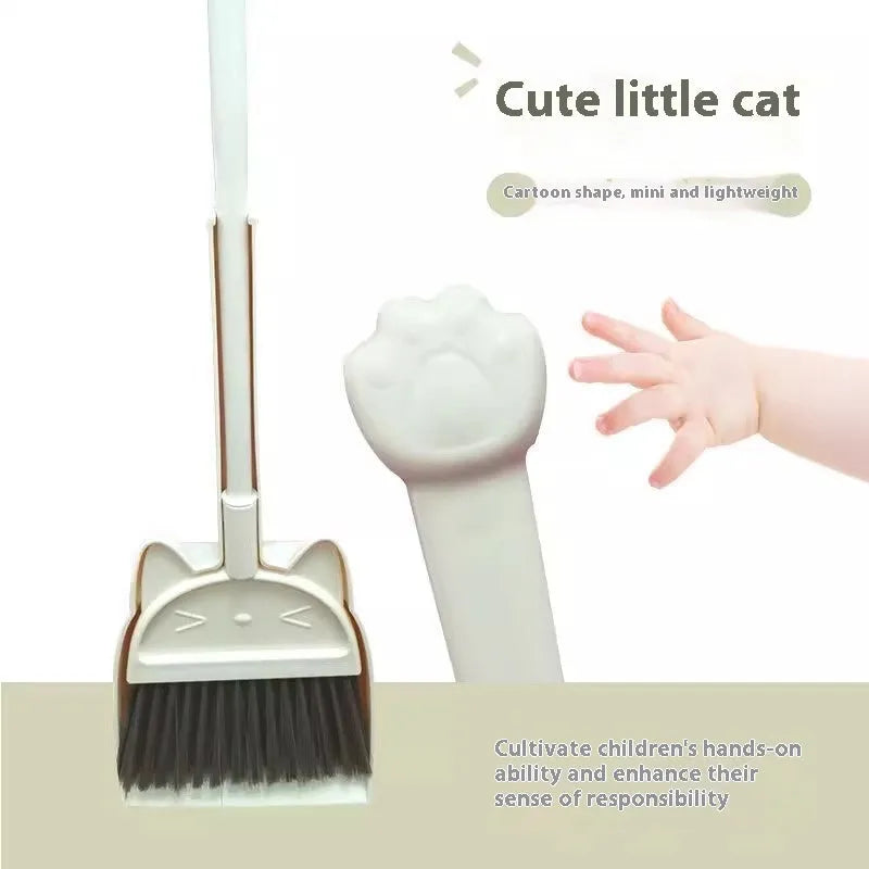 Plastic broom and dustpan combination set with rotating brush holder in purple, green, or beige