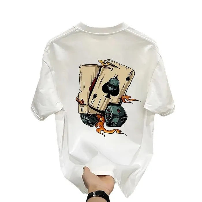 Men's heavy cotton short-sleeved t-shirt in black or white available in sizes S to 5XL