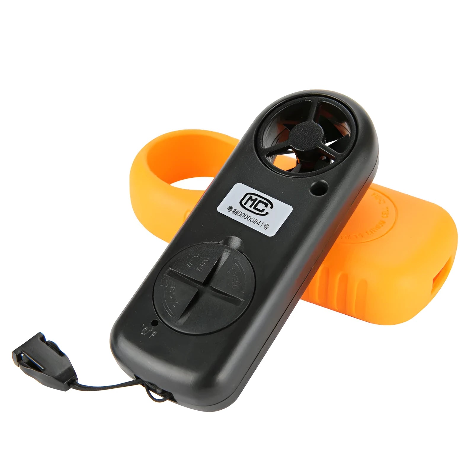 Biaozhi orange digital portable wind speed measuring instrument GM816 anemometer on hand.