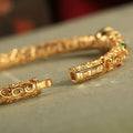 Gold-plated women's bracelet with xiangyun gourd design and retro opening style