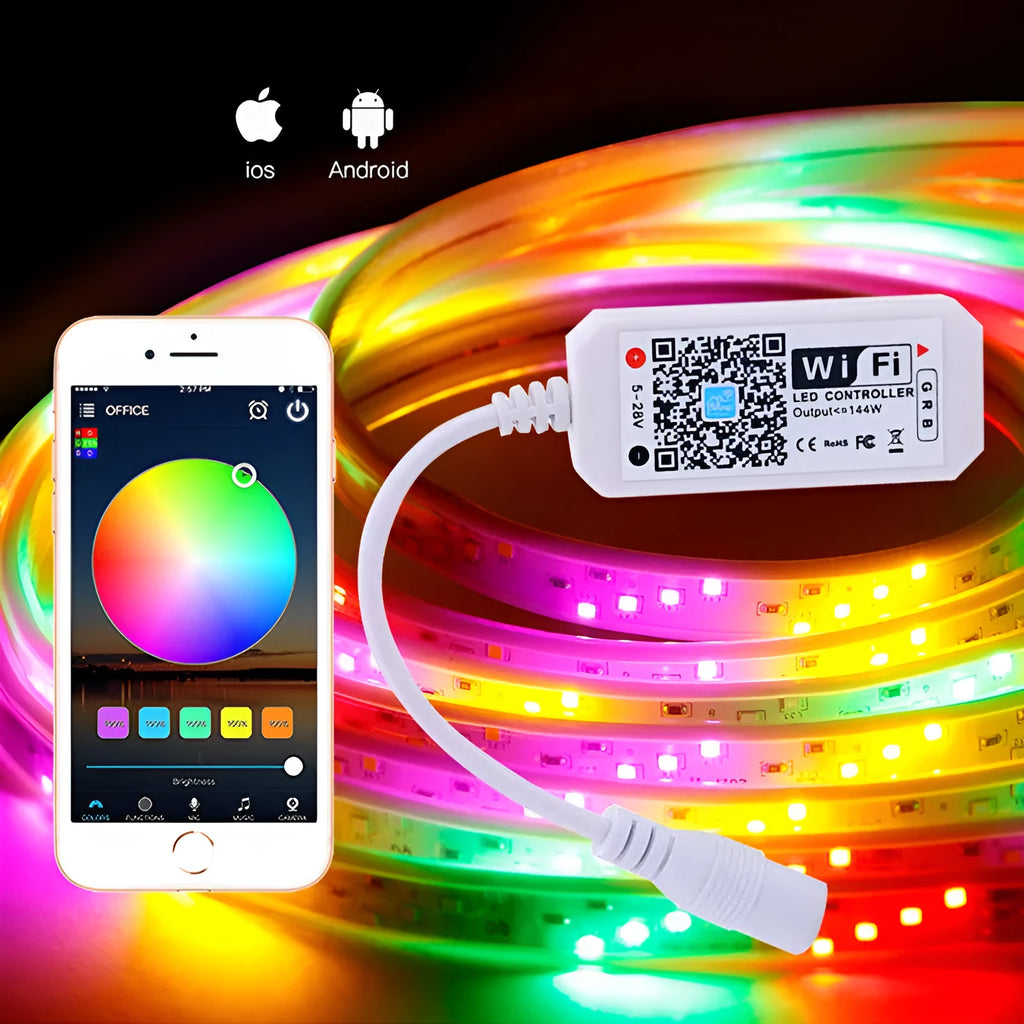 White WiFi RGB light bar controller for LED strips and panel lamps with Magic Home Pro app