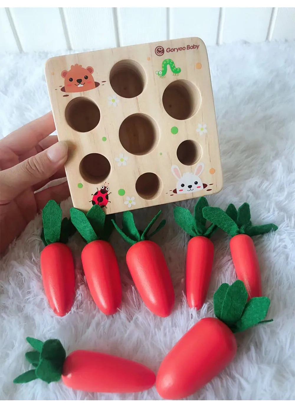 Harvest carrots educational toy for 2-4 year olds made from pine wood with water-based paint