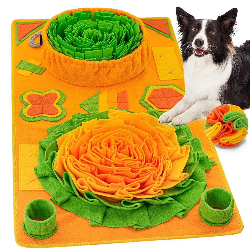 Large polar fleece sniffing pad 85x50cm cushion gift ball colour with hidden treat pockets for dogs and cats