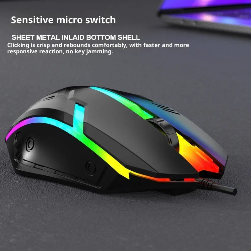 E-sports weighted wired USB mouse in black and white for laptop gaming