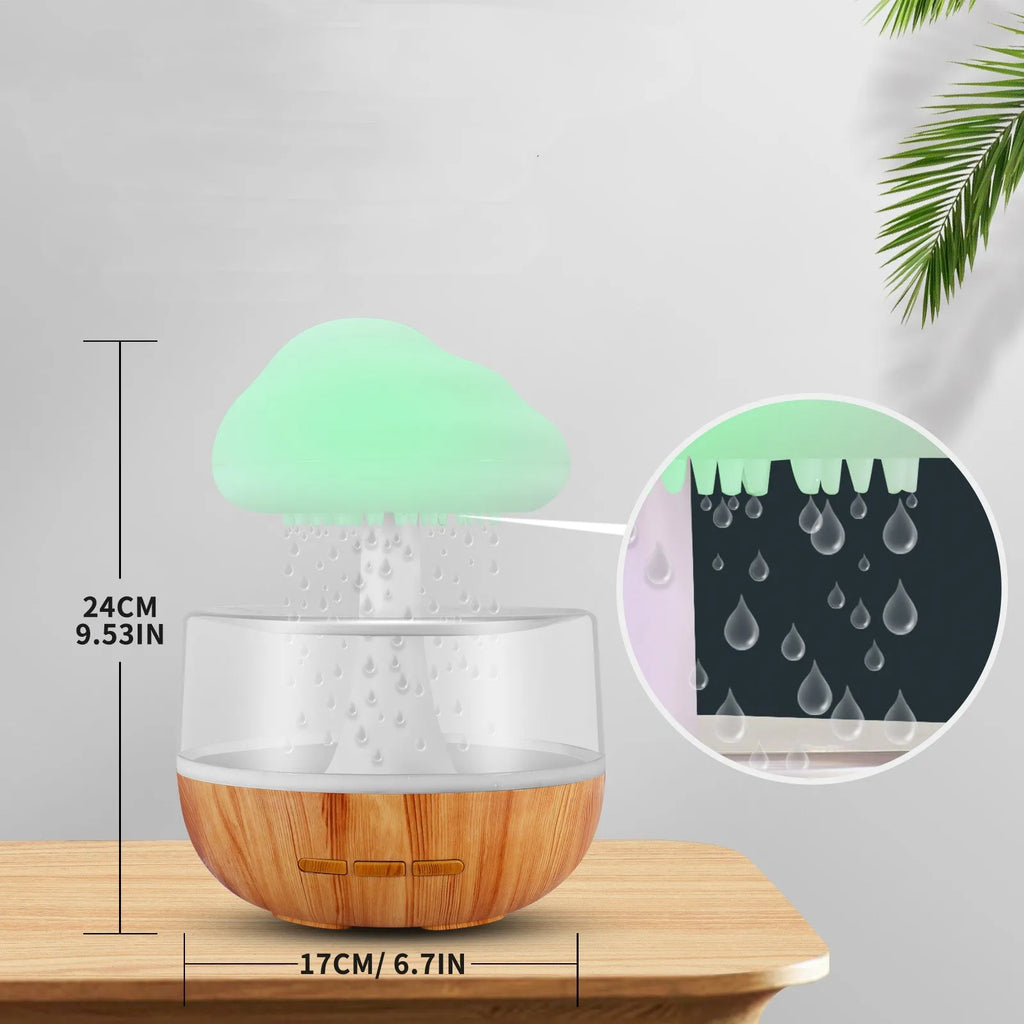 White USB micro humidifier with 400ml tank, colour-changing night light, and essential oil diffuser function