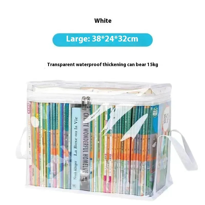 Large white foldable PVC storage bag with transparent sides, showing 24L capacity and sealing function.