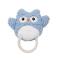 Plush corduroy caterpillar fabric dog toy in shark shape with squeaker on white background