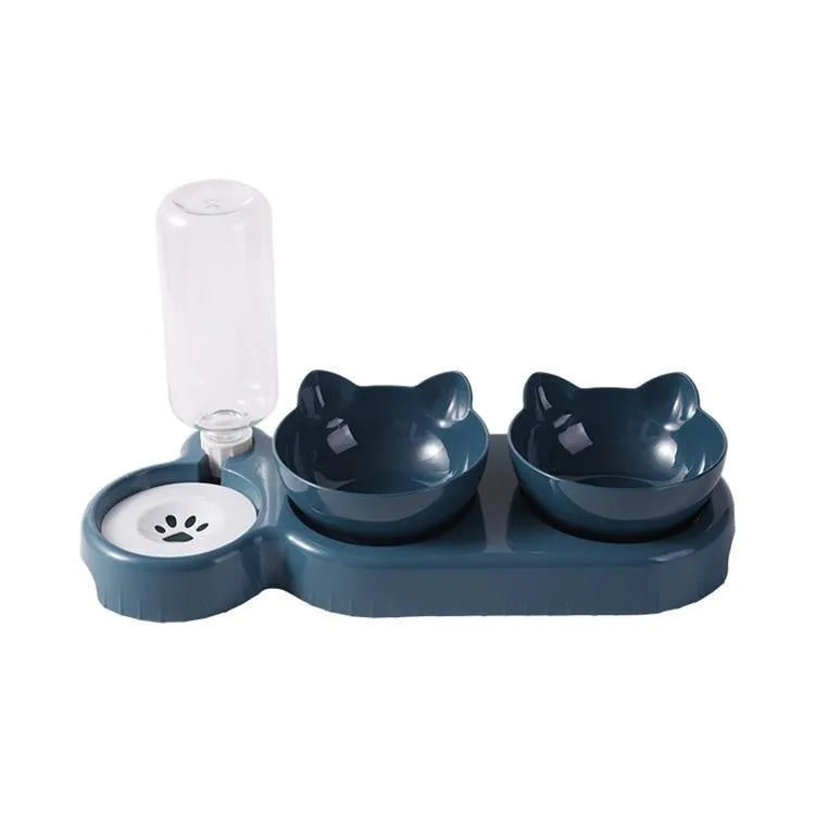 Anti-tumble snail-shaped cat bowl in dark blue, pink, or haze blue, pet tableware for cats