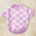 Blue polyester pet clothing for a small dog on a mannequin, showing a checkerboard pattern variant.